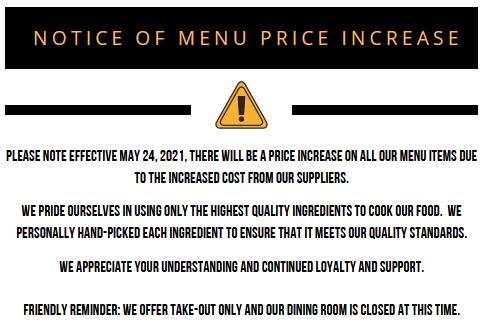 Price Increase Message